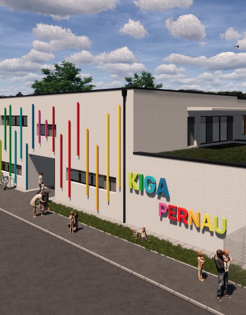 Vizualizace přední strany Mateřské škoy Pernau