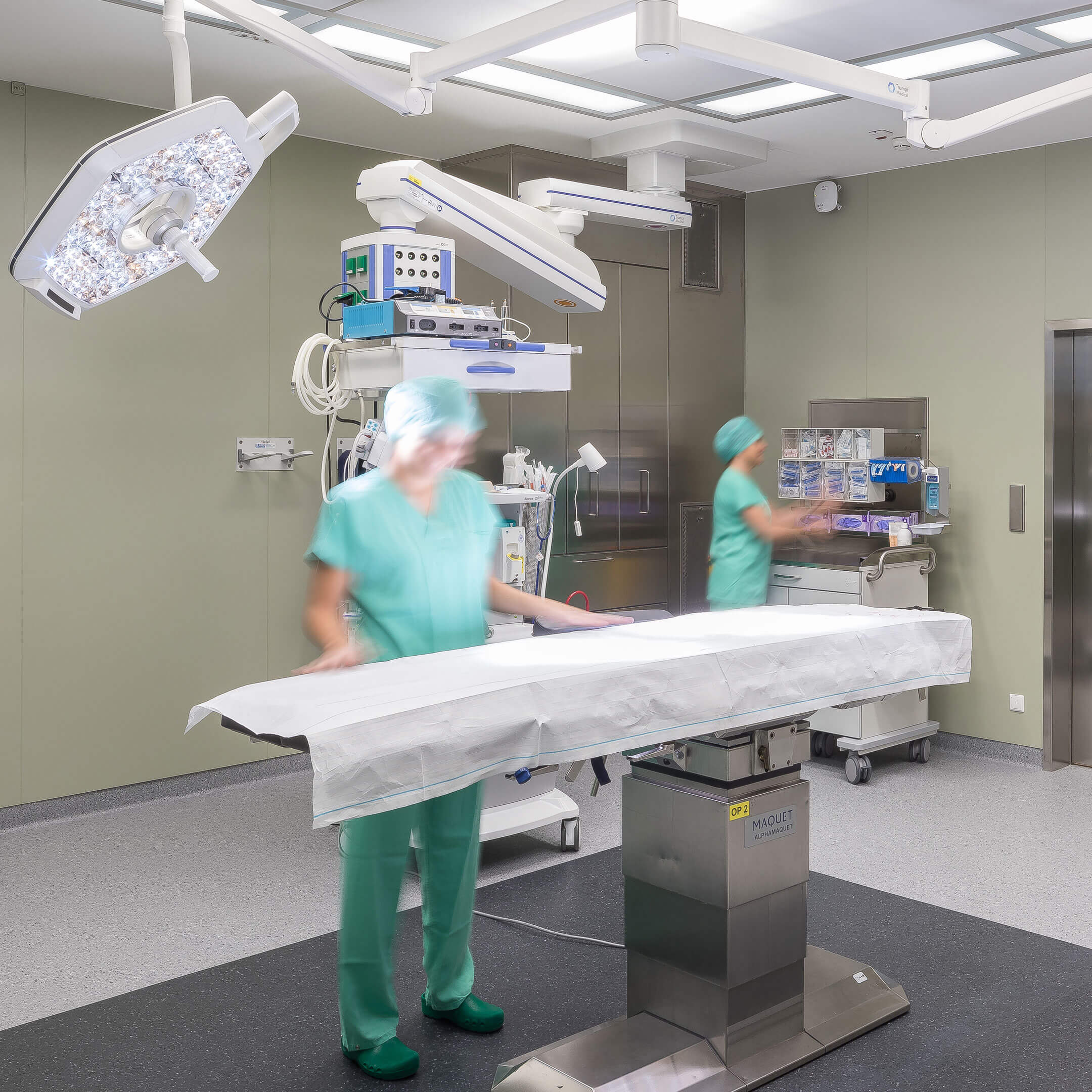Operační sál, Klinika Diakonissen, novostavba operačního sálu v Linci, Rakousko