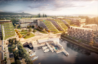 Administrativní budova DOCK IN FOUR s travnatou střechou