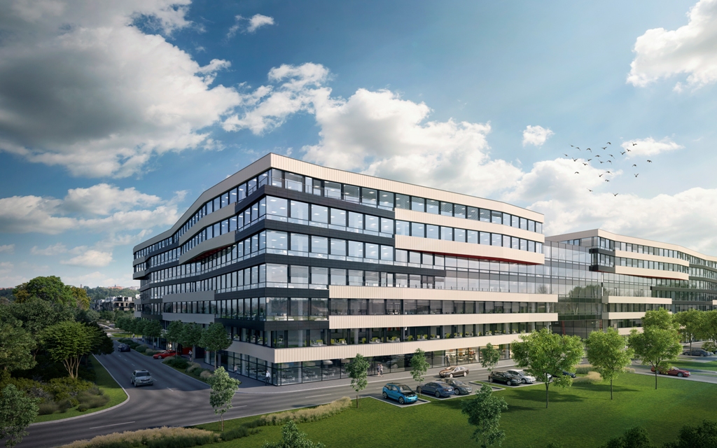 Vizualizace budoucí výstavby DOCK IN FIVE v Praze